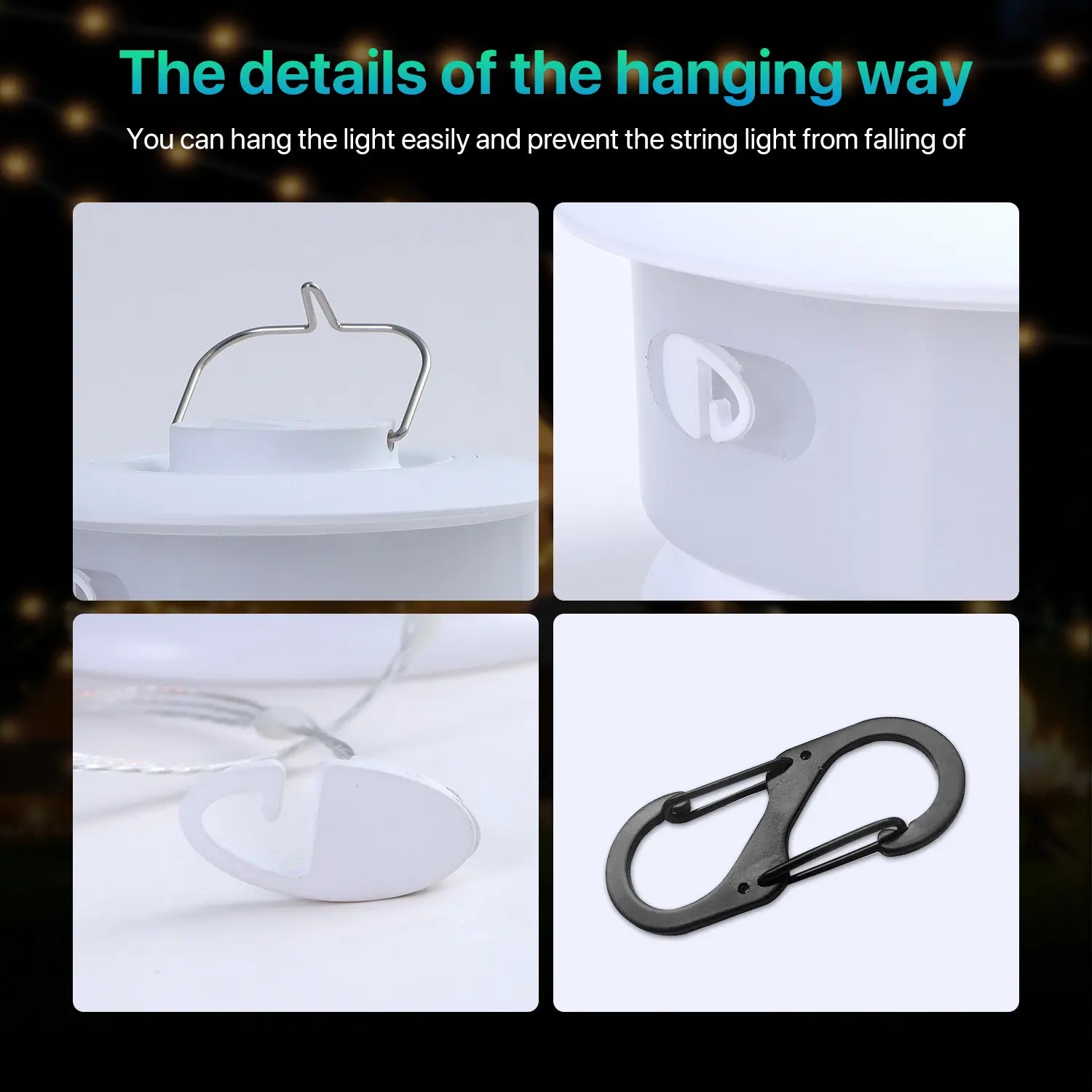 DEMILARE 2 in 1 Camping String Light, Quick Storage Portable Outdoor String Lights, 8 Flashing Modes and 4 Rhythm Modes Ambinet Light, 7 RGB Colors Tent Lights, Decorative Atomosphere Lights , LED String Light,Springglowup