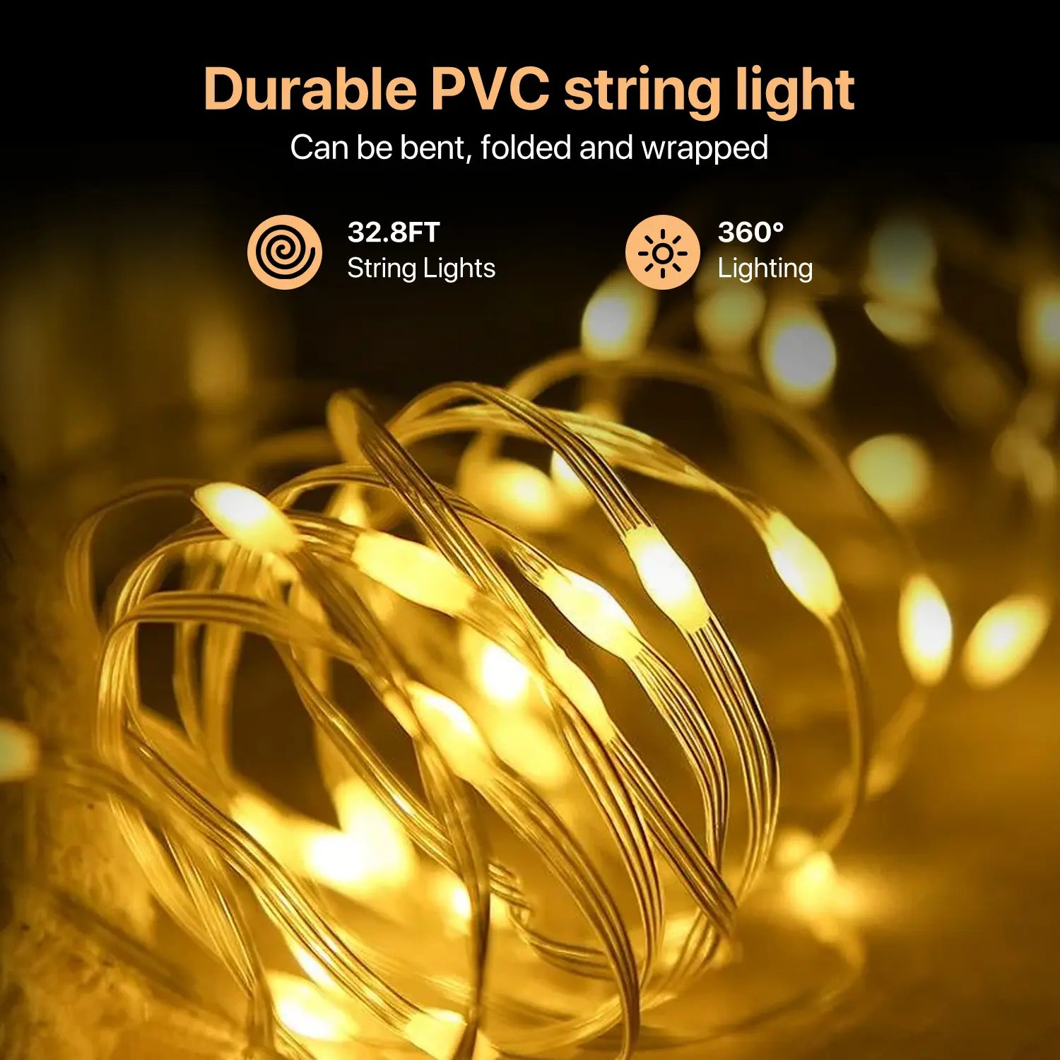 DEMILARE 2 in 1 Camping String Light, Quick Storage Portable Outdoor String Lights, 8 Flashing Modes and 4 Rhythm Modes Ambinet Light, 7 RGB Colors Tent Lights, Decorative Atomosphere Lights , LED String Light,Springglowup