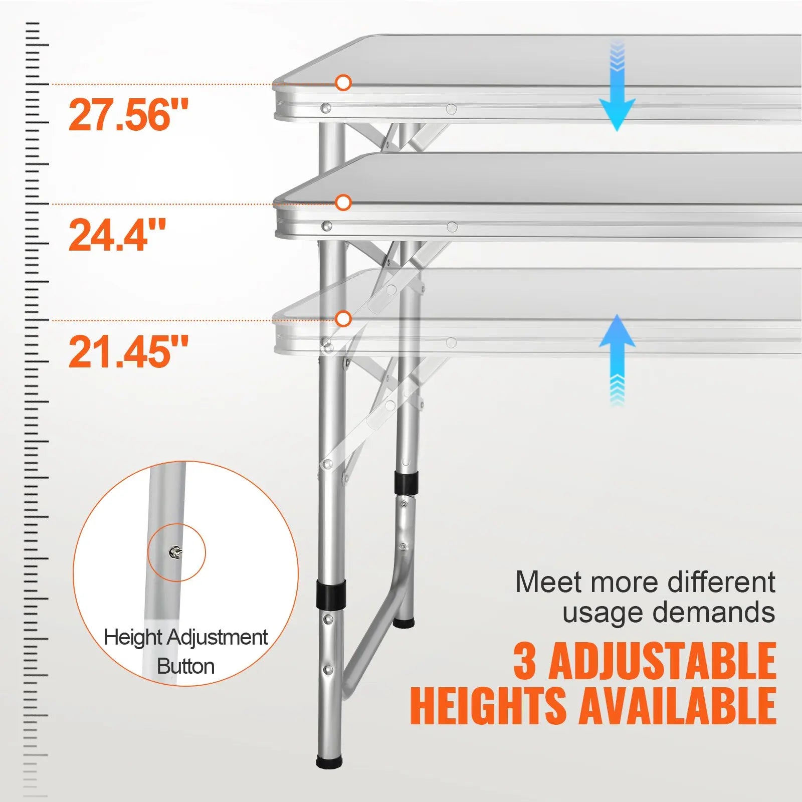VEVOR Camping Kitchen Table, Tiktokshopblackfriday, Quick Set-Up Folding Camping Table, 3 Adjustable Heights, MDF Camping Table, Ideal for Outdoor Picnics, Bbqs, Camping, RV Traveling VEVOR Super Brand Day